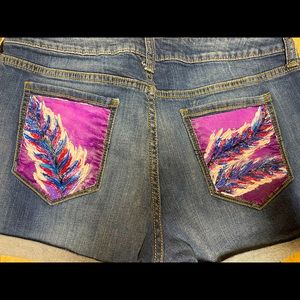 Arizona shorts upcycled hand painted jeans